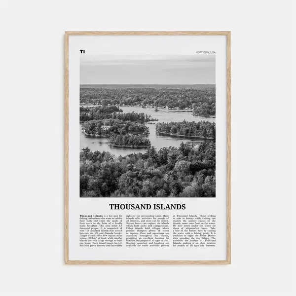 Thousand Islands Black And White Travel Poster