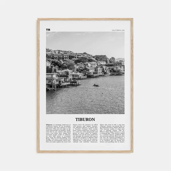 Tiburon, California Travel Map Poster Art Print
