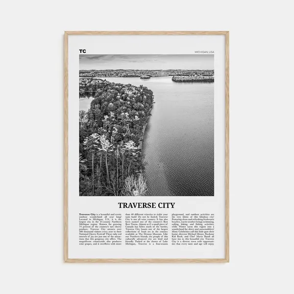 Traverse City Black And White Travel Poster, Michigan