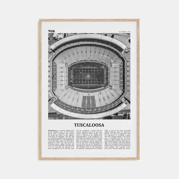 Tuscaloosa Black And White Travel Poster