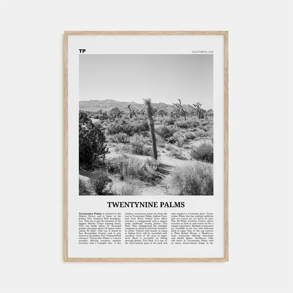 Twentynine Palms Black and White Travel Poster