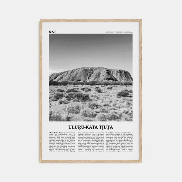 Uluru Kata Tjuta Travel Poster, Black and White