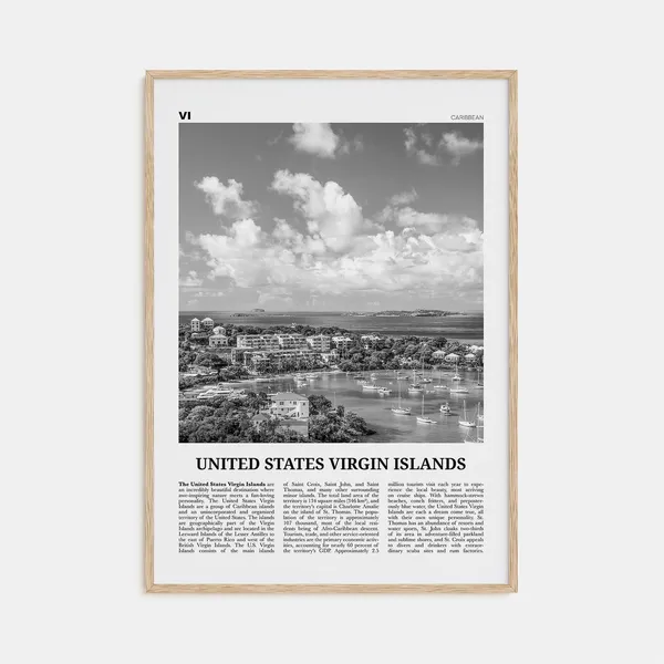United States Virgin Islands Black And White Travel Poster