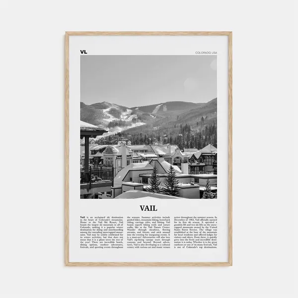 Vail Black and White Travel Poster, Colorado Art Print
