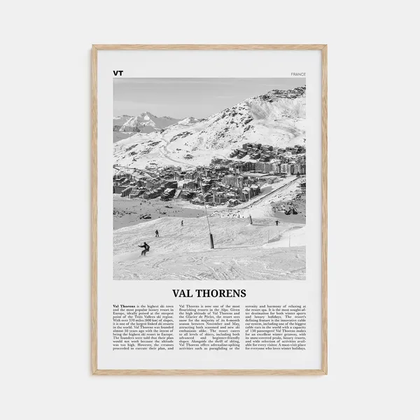 Val Thorens Black and White Travel Poster