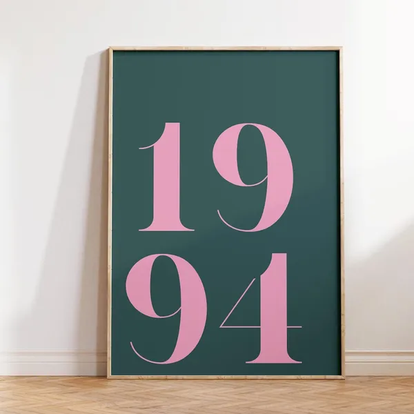 Retro Custom Birth Year Poster Print, Boho Gift