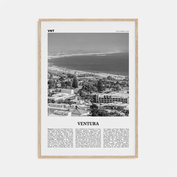 Ventura Black and White Travel Poster, California