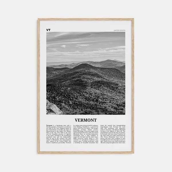 Vermont Black and White No. 1 Travel Poster, USA