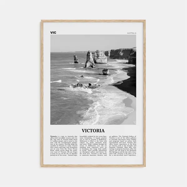 Victoria Australia Black And White Melbourne Travel Poster