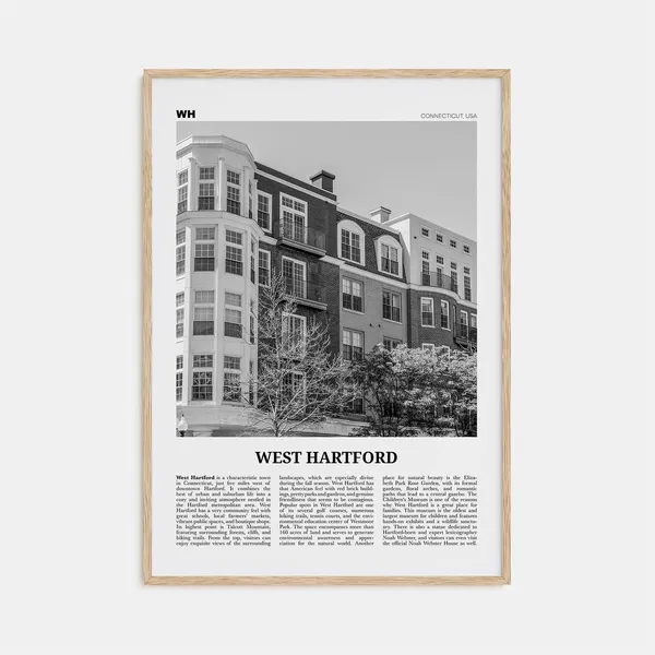 West Hartford, Connecticut Black and White Travel Poster