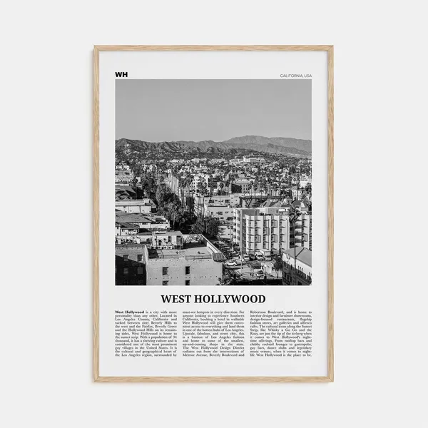 West Hollywood Black and White Travel Poster