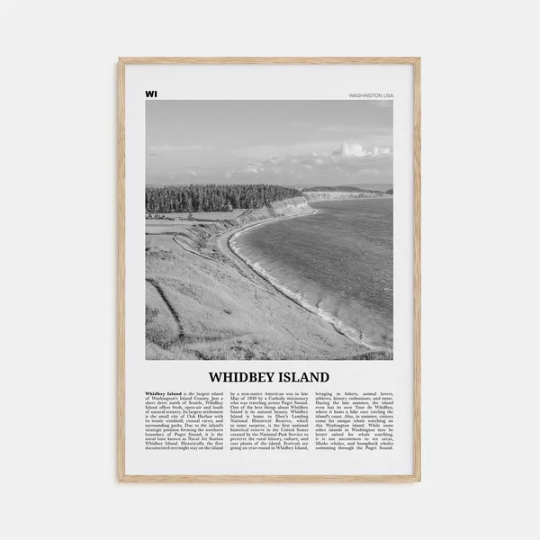 Whidbey Island Black and White Travel Poster, Washington