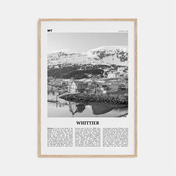 Whittier, Alaska Black and White Travel Poster