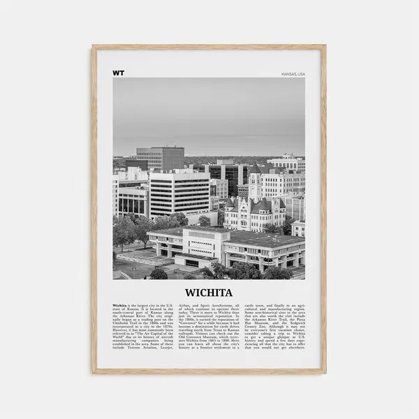 Wichita Black And White Travel Poster Art Print
