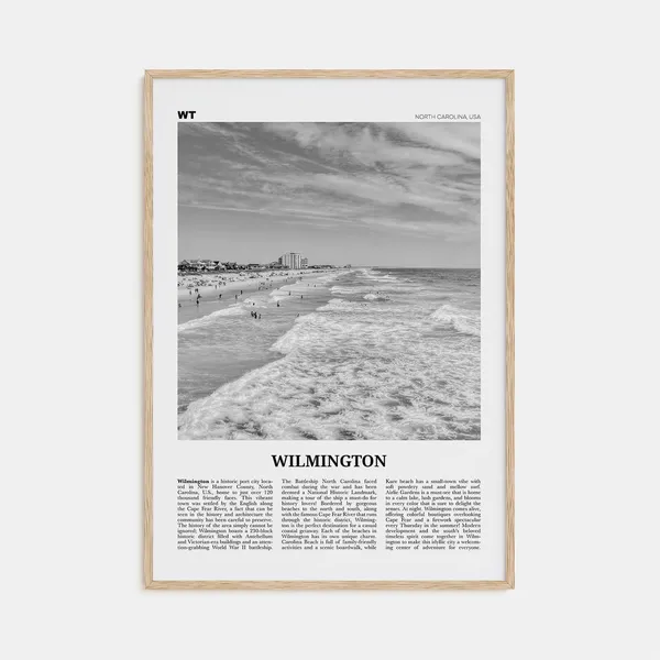 Wilmington Black and White Travel Poster, North Carolina