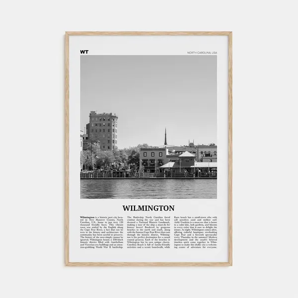 Wilmington Black and White Poster, North Carolina