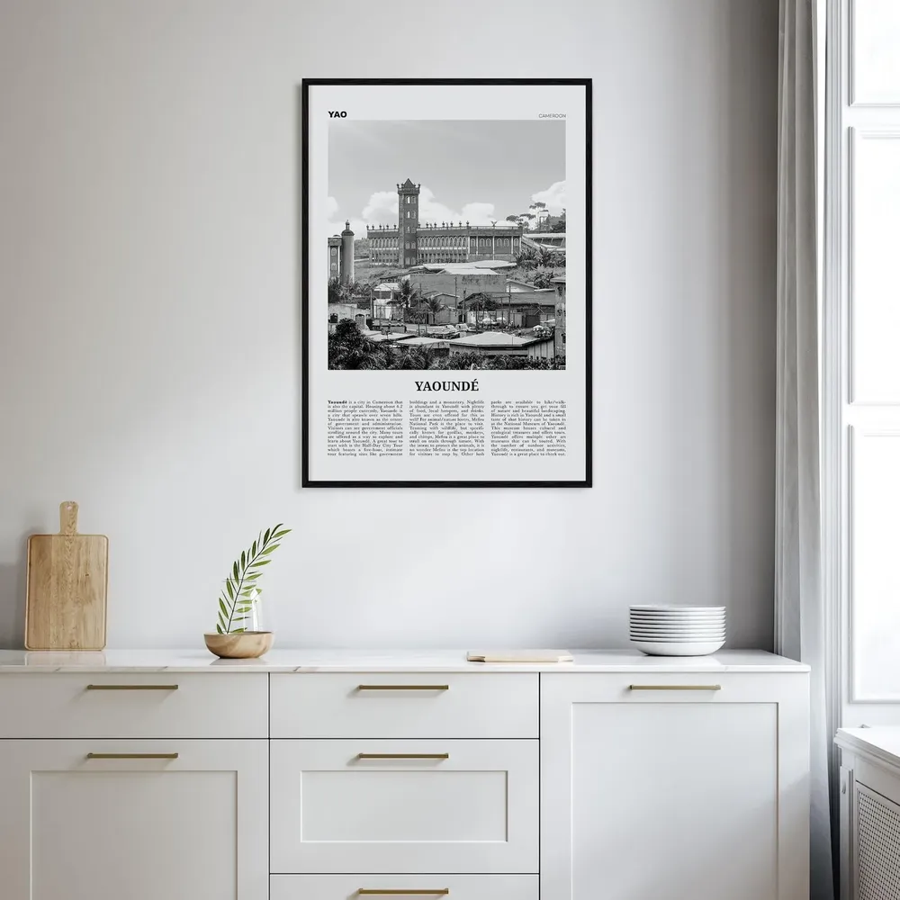 Yaounde Black And White Poster Print, Cameroon - Image 2