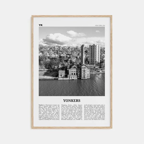 Yonkers Black and White Travel Poster, New York USA