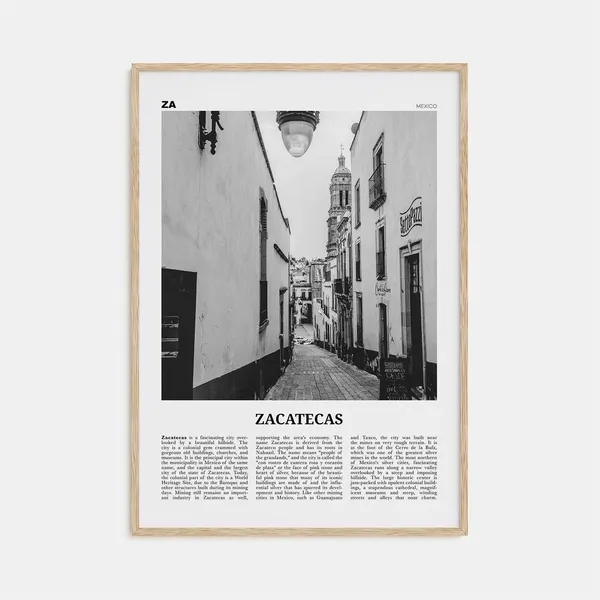 Zacatecas Black and White Travel Poster, Mexico