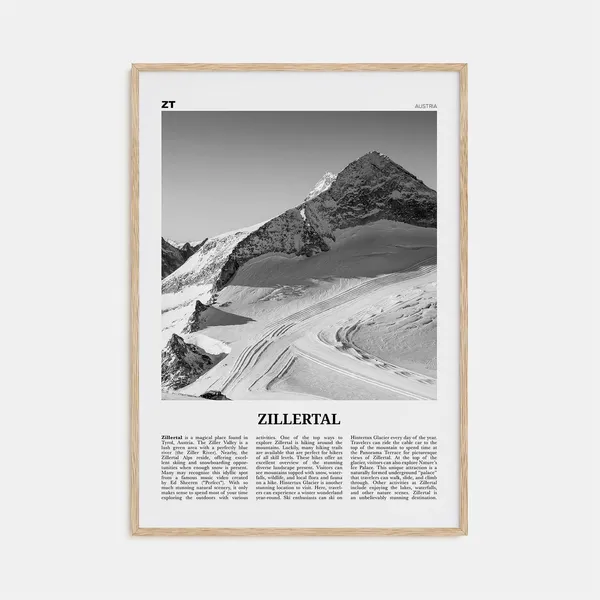 Zillertal Black and White Travel Poster, Austria