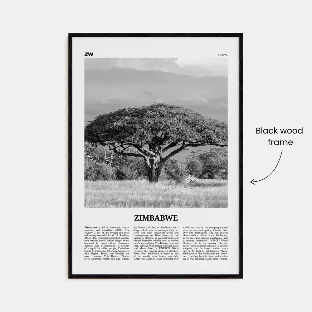 Zimbabwe Black and White Poster, Harare Africa - Image 3