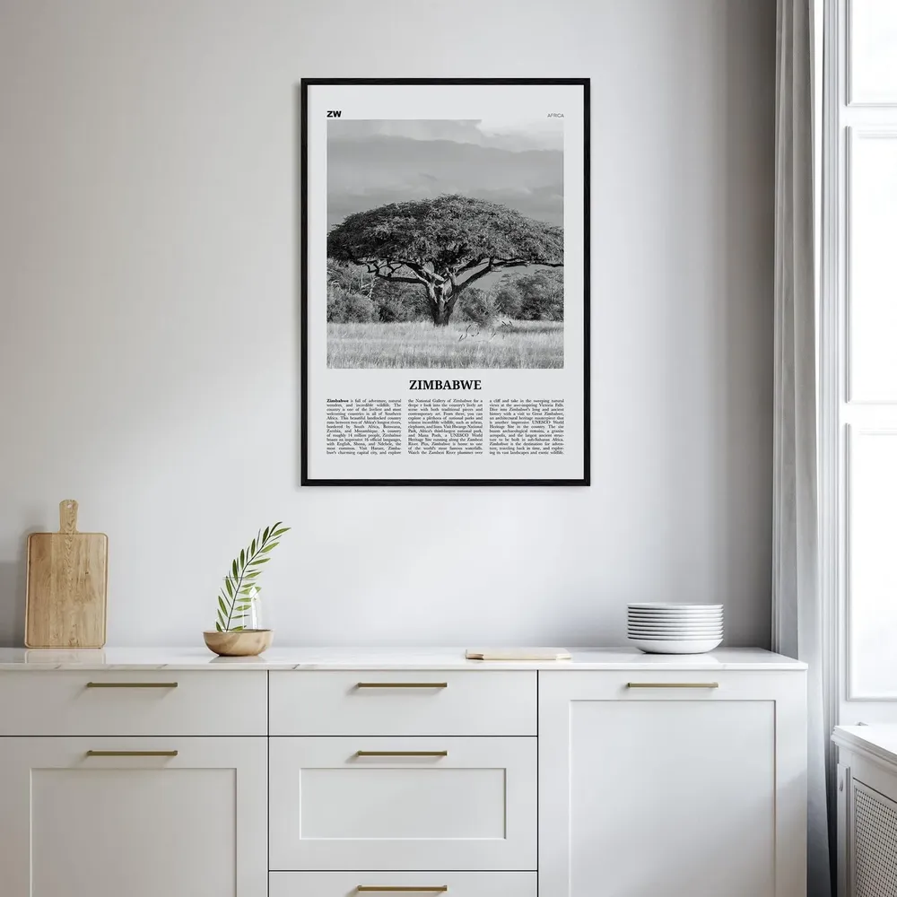 Zimbabwe Black and White Poster, Harare Africa - Image 2