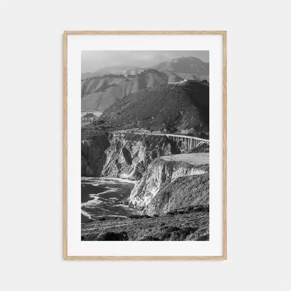 Big Sur Black and White Travel Poster, Wall Art