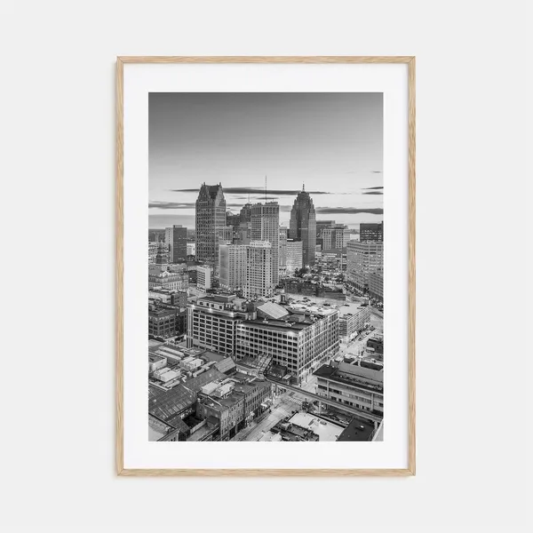 Detroit Black And White Travel Poster, Map Art Print