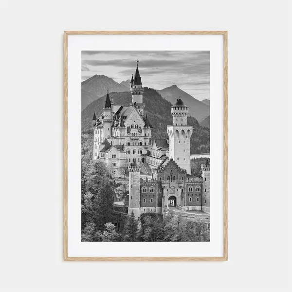 Neuschwanstein Castle Black and White Travel Poster