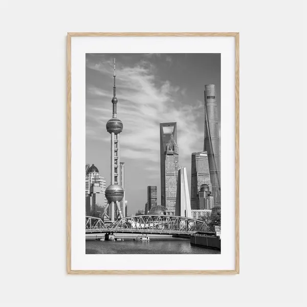 Shanghai Black And White Travel Poster Print