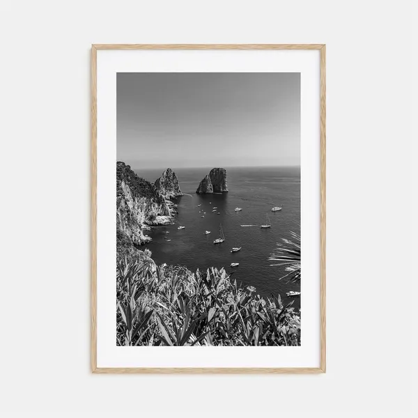Tyrrhenian Sea Black And White Travel Poster