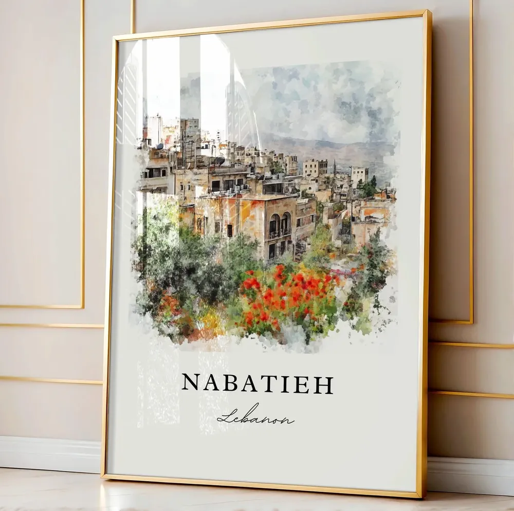 Nabatieh Watercolor Travel Poster, Lebanon Art Print - Image 4