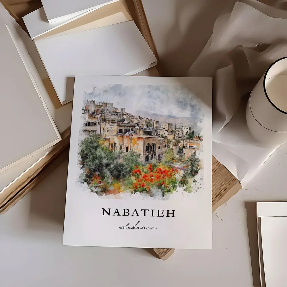 Nabatieh Watercolor Travel Poster, Lebanon Art Print - Image 6