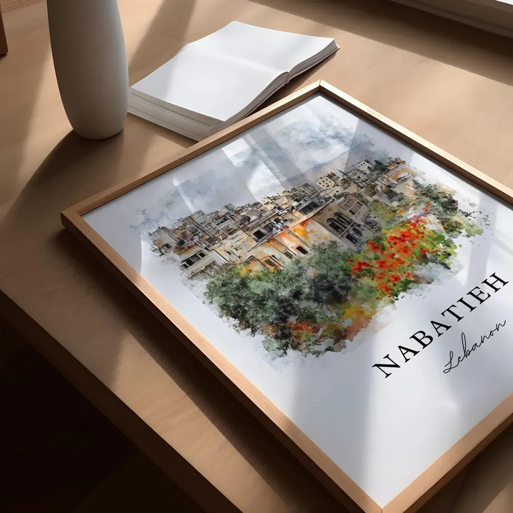 Nabatieh Watercolor Travel Poster, Lebanon Art Print - Image 5