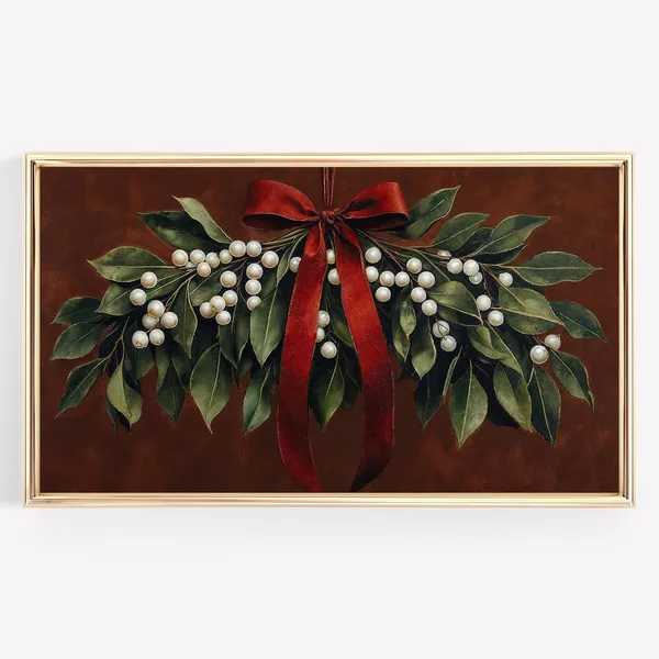 Christmas Mistletoe Botanical Berries Art Print