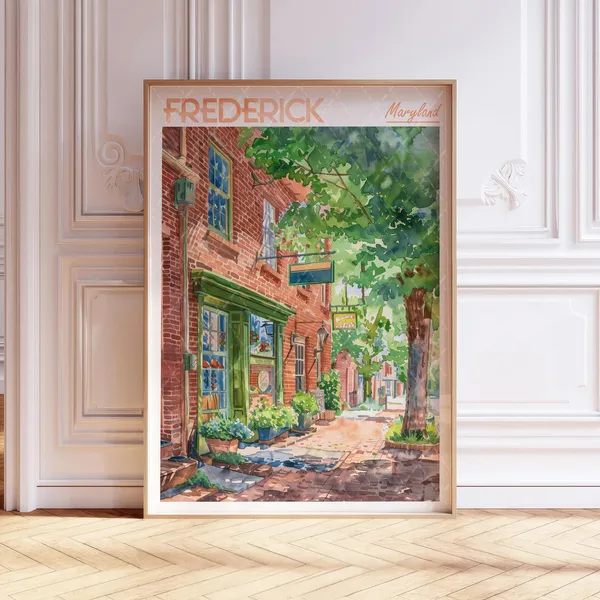 Frederick Watercolor Art Print, Maryland Travel Poster