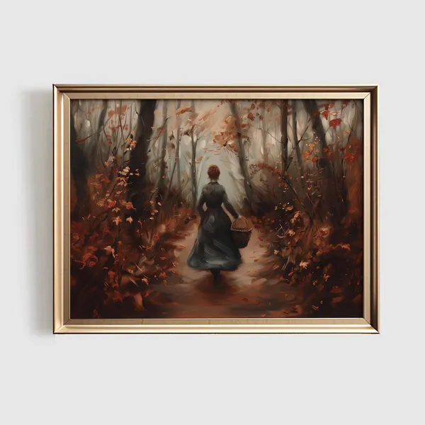 Rustic Fall Painting, Vintage Style Autumn Art Print