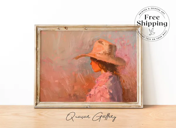 Cowgirl Oil Painting, Western Wall Art Print