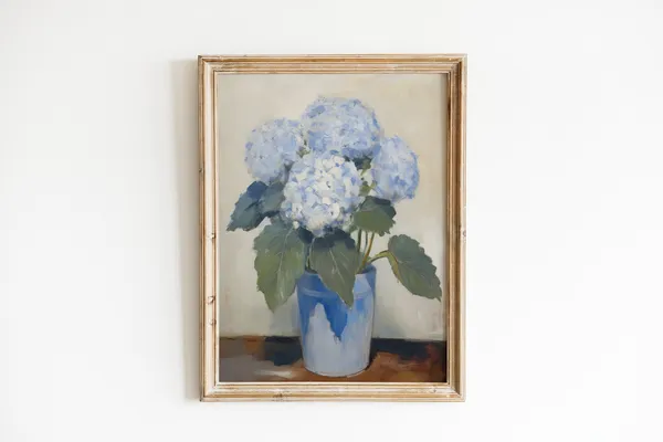 Vintage Hydrangea Print, French Country Wall Art