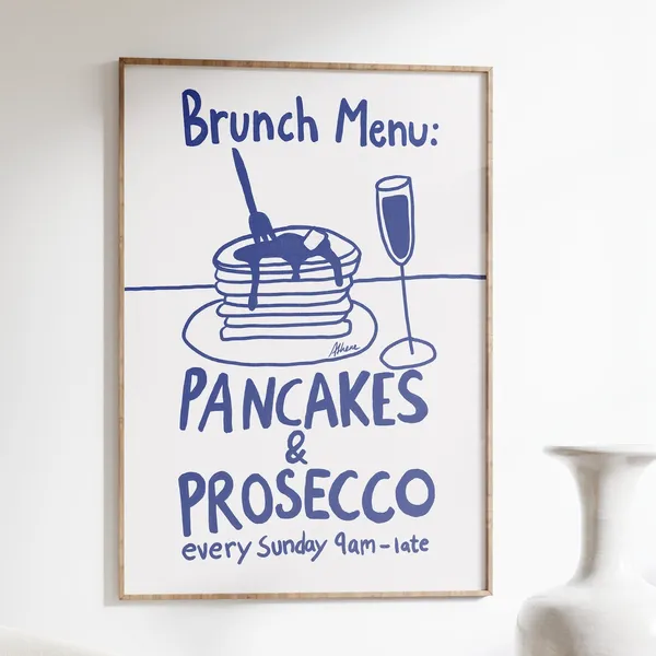 Pancakes And Prosecco Brunch Menu Art Print