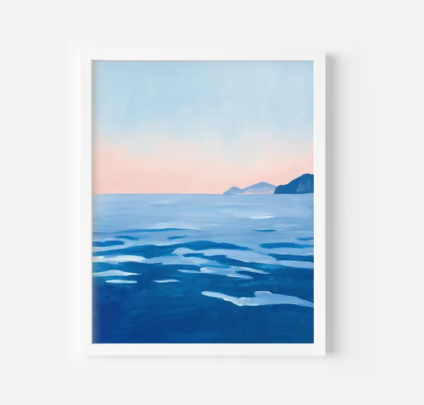 Ocean Sunset Art Print, Coastal Landscape