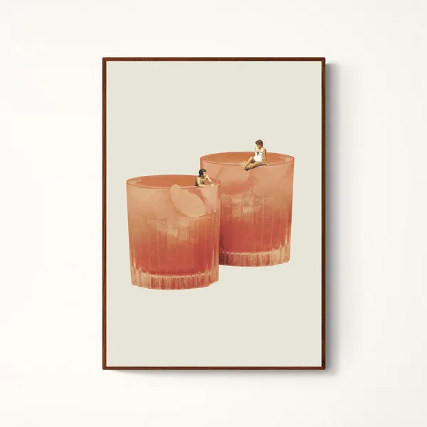 Holiday In A Glass 3 Cocktail Collage Art Print