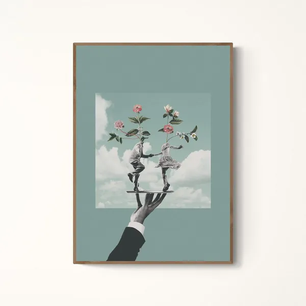 Lets Go Dancing Floral Collage Art Print