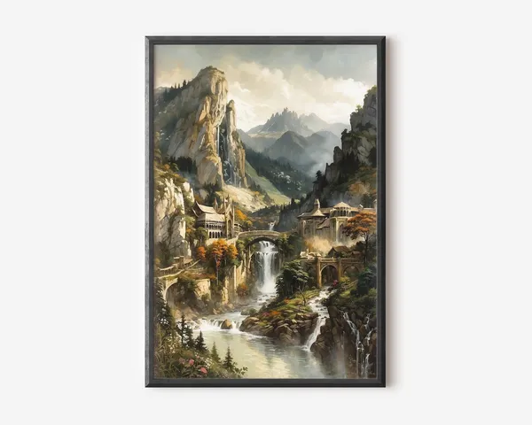 Rivendell Landscape Oil-Painting Style Art Print