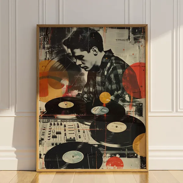 Vinyl Record DJ Vintage Collage Art Print