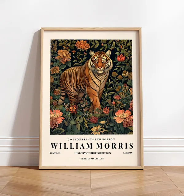 Tiger William Morris Print, Mid-Century Botanical Poster