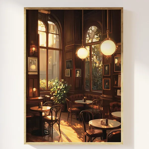Cosy Coffee Shop Art Print, Retro Vintage Aesthetic