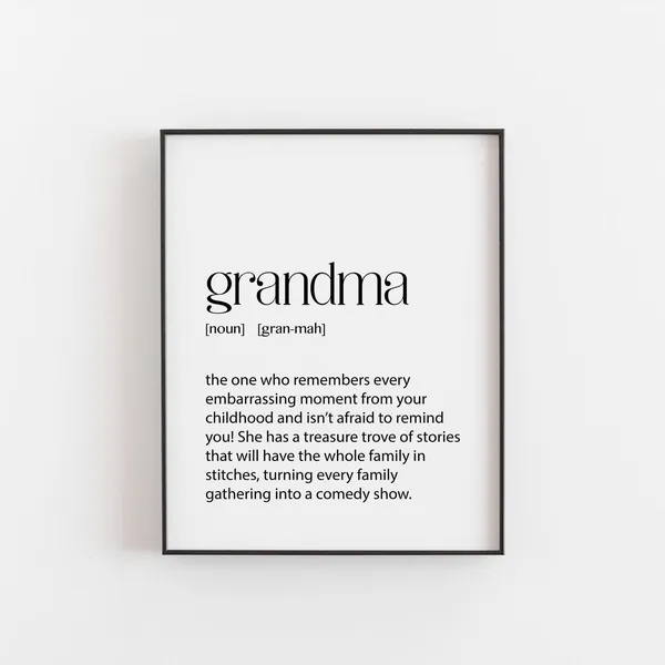 Funny Grandma Definition Print, Birthday Gift Quote