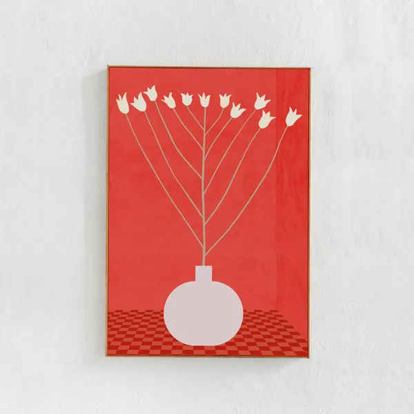 Flower In A Vase, Scandi Modern Boho Poster Print