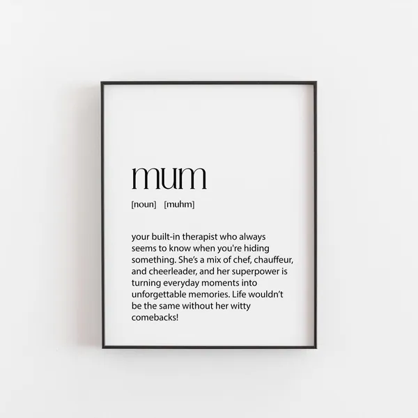 Mum Definition Poster Print, Typography Gift